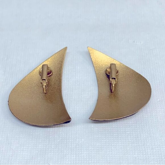 Vintage Modernist Copper Clip On Earrings 2” Gorgeous - Picture 3 of 6